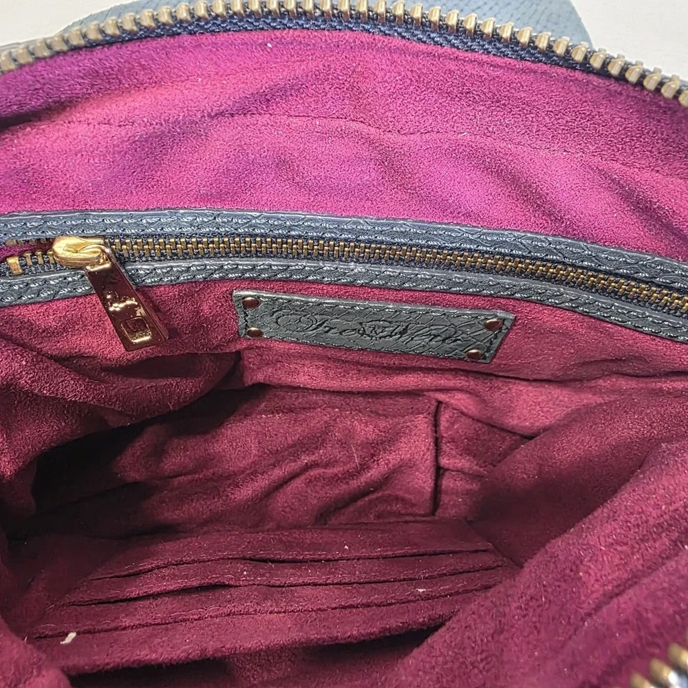Tre Vero Python Purse Womens Handbag Midnight Blue Suede Accent Wrap Cord Clutch
